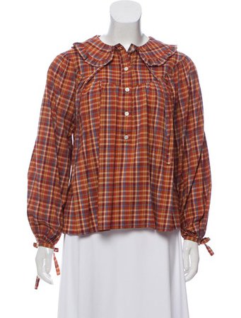 DÔEN Plaid Long Sleeve Blouse - Clothing - WDOEN20946 | The RealReal