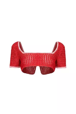 RED AND PINK CROCHET CROP TOP | Compte Spain | CULT MIA