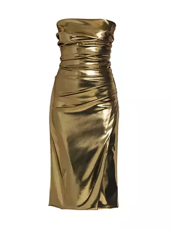 Shop Dolce&Gabbana Laminated Metallic Strapless Midi-Dress | Saks Fifth Avenue