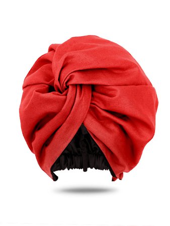 Red Satin-Lined Head Wrap Turban | Head Wrap | Loza Tam