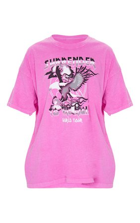 Pink Surrender World Tour Slogan Washed T Shirt - Graphic T-Shirts - Slogans - Shop By.. | PrettyLittleThing