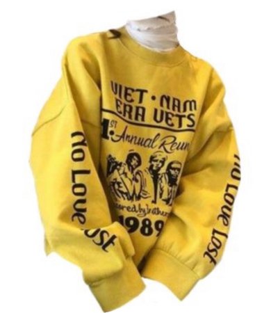 yellow graphic sweater