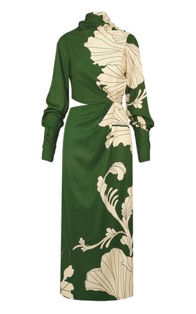 Garden Shadows Cutout Silk Midi Dress By Johanna Ortiz | Moda Operandi