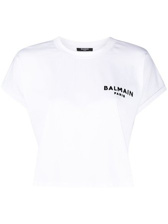 Balmain logo-embroidered Cropped T-shirt - Farfetch