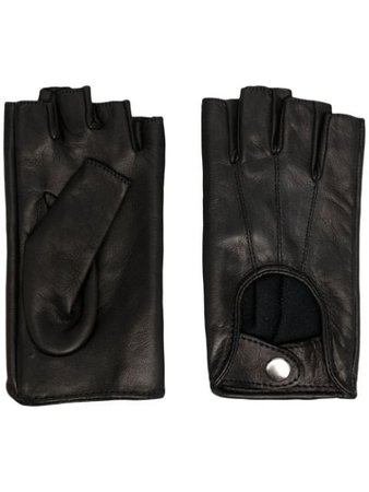 Manokhi fingerless leather gloves black SS21MANO134A3SHORTBLACKFARADEGETE - Farfetch