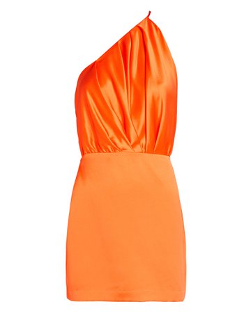 Michelle Mason Pleated One-Shoulder Silk Dress | INTERMIX®