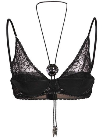 Alexander Wang lace bralette with bolo tie - Black
