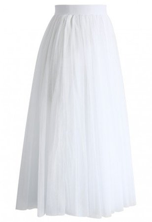 Ethereal Tulle Mesh Midi Skirt in White - BOTTOMS - Retro, Indie and Unique Fashion