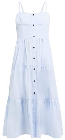 Tiered Cotton Dress - Womens - Light Blue