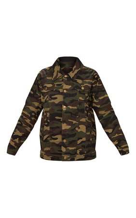 Camouflage Oversized Denim Jacket | PrettyLittleThing USA