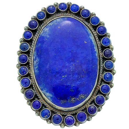 Anthony Skeets Navajo Handmade Silver Lapis Lazuli Cluster Ring, size 7.25
