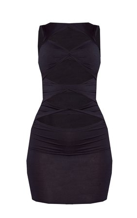 Black Slinky Multi Twist Cut Out Bodycon Dress | PrettyLittleThing USA