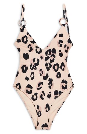 Topshop Animal Print One-Piece Swimsuit pink cow