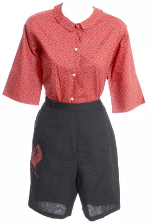 2 Piece short set vintage 1950's Rooster shorts with matching blouse – Modig