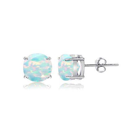 opal stud earrings blue silver white gold platinum earring jewelry