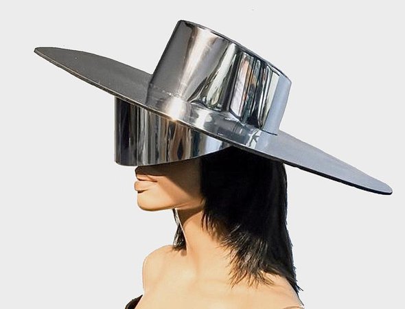 Futuristic chrome Zorro big hat Big brim floppy hat fedora | Etsy