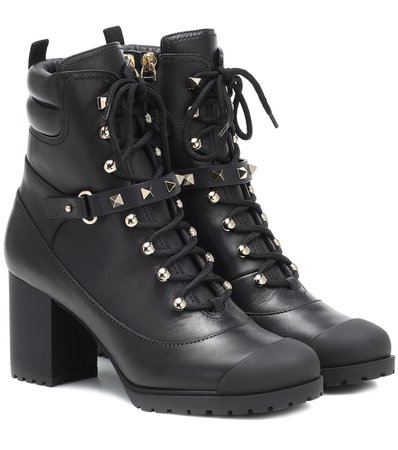 Valentino Garavani Rockstud Leather Ankle Boots | Valentino - Mytheresa