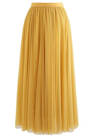 My Secret Garden Tulle Maxi Skirt in Yellow - Retro, Indie and Unique Fashion