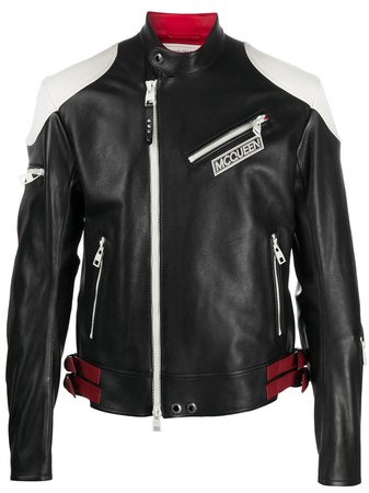 Alexander McQueen colour block biker jacket black 626378Q5HTQ - Farfetch