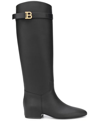 Black Balmain Royce knee-high boots UN0C550LVSF - Farfetch