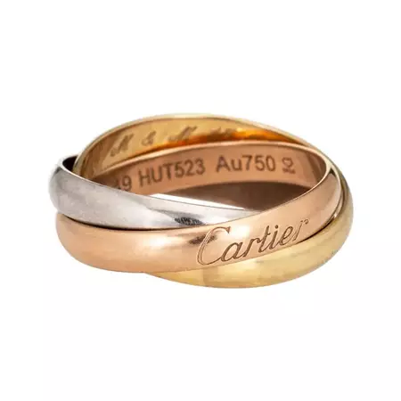 Cartier Trinity Ring Small Model 18k Tri Gold Estate Signed at 1stDibs | cartier trinity small, trinity ring, small model, cartier small trinity ring