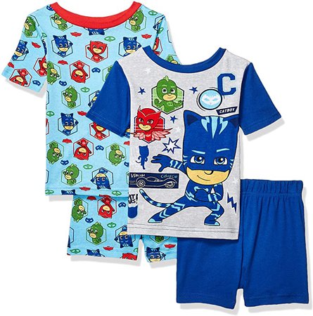 Amazon.com: PJ Masks Boys' Big 4-Piece Cotton Pajama Set, Multi Character - Night Blue, 10: Clothing