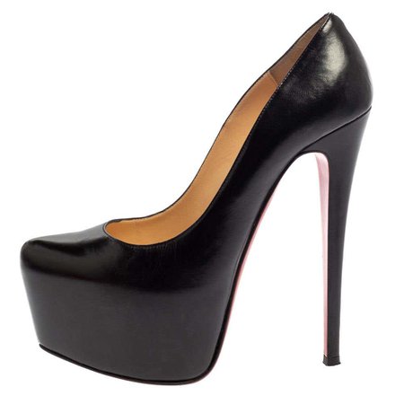 *clipped by @luci-her* Christian Louboutin Black Leather Daffodile Platform Pumps Size 38.5 For Sale at 1stDibs