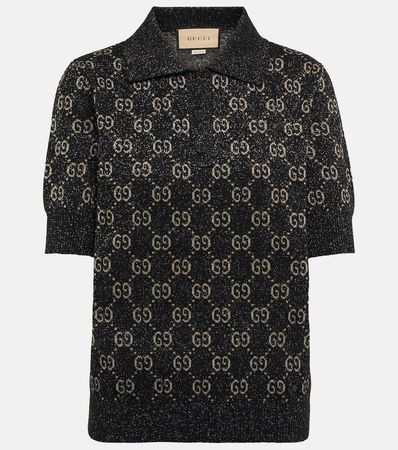 Gucci - GG metallic jacquard-knit polo shirt | Mytheresa
