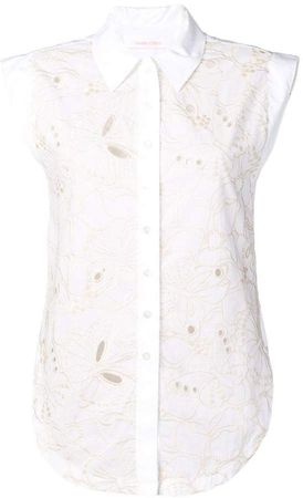floral embroidered sleeveless blouse