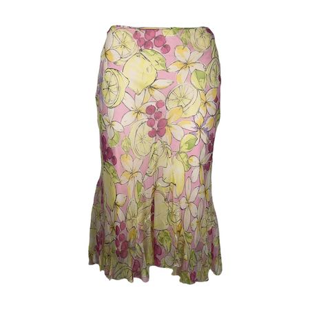 Blumarine vintage floral & fruity skirt in... - Depop