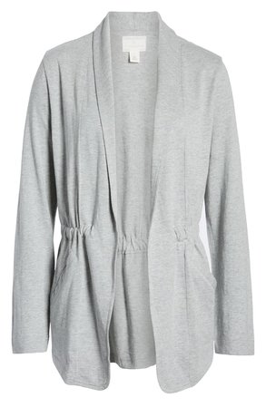 Caslon® Cinch Waist Knit Jacket Regular & Petite grey