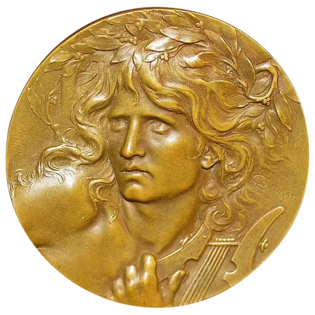 French Art Nouveau Bronze Medal of Orpheus : Antique World USA | Ruby Lane