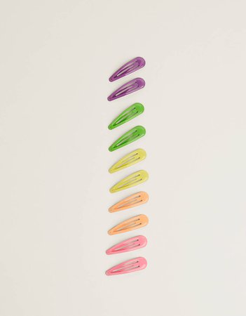 Set of neon hair clips - New - Bershka United States