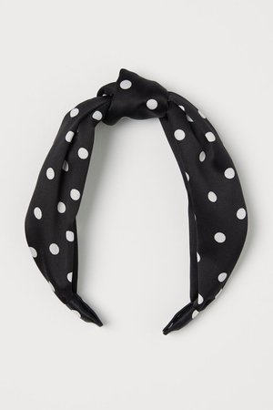 Hairband with Knot - Black/white dotted - Ladies | H&M US