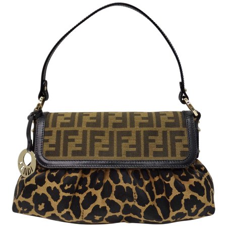 Fendi 2000s Leopard Print Zucca Handbag For Sale at 1stDibs