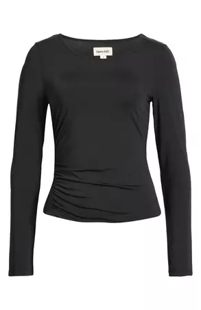 Open Edit Ruched Side Long Sleeve Top | Nordstrom
