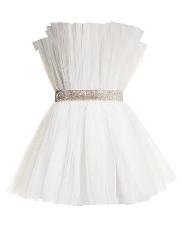 Bronx and Banco Anna Strapless Pleated Tulle Mini Dress | Neiman Marcus