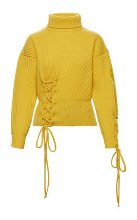 1 Moncler Jw Anderson Lace-Up Wool-Cashmere Sweater By Moncler Genius | Moda Operandi