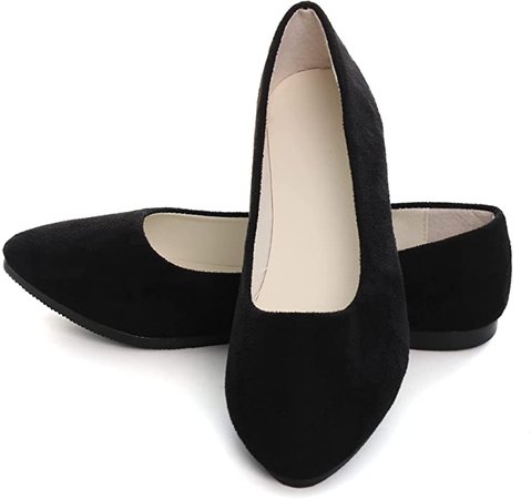 Amazon.com | Dear Time Women Flat Shoes Comfortable Slip on Pointed Toe Ballet Flats Black 41 | Flats