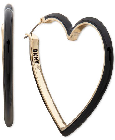 DKNY Gold-Tone Enamel Heart Medium Hoop Earrings, 1.7" & Reviews - Earrings - Jewelry & Watches - Macy's