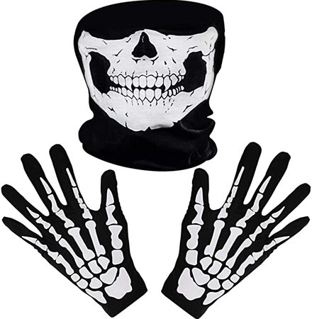 White Skeleton Gloves and Skull Face Mask Ghost Bones for Adult Halloween Dance Costume Party (1): Amazon.co.uk: Car & Motorbike
