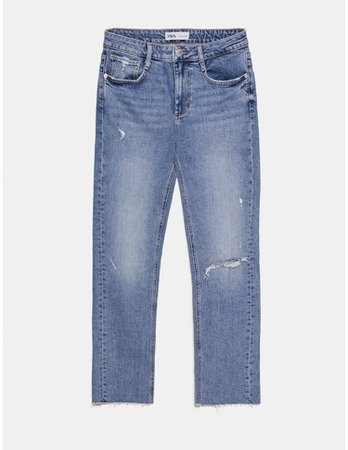 Zara straight leg ripped jeans