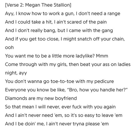diamonds megan thee stallion and normani birds of prey song soundtrack ft feat lyrics lyric hot girl meg harley quinn feminist bad bitch