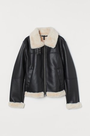 fur lined leather jacket hm