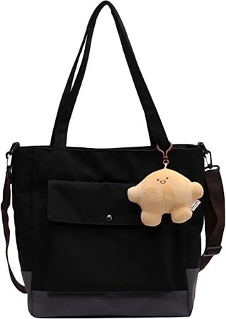 Amazon.com: HSEONEJIA Women Canvas Tote Bag, Large School Crossbody Purse Shoulder Handbag (Black) : Clothing, Shoes & Jewelry