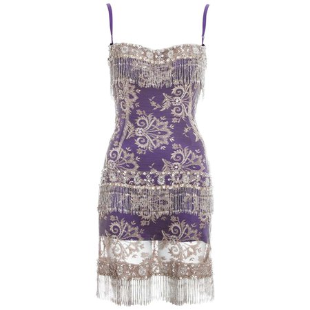Dolce and Gabbana crystal embellished lace mini dress, ss 2000 For Sale at 1stDibs