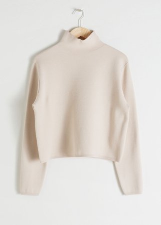 Cropped Relaxed Fit Turtleneck - Beige - Turtlenecks - & Other Stories