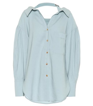 Alicia cotton and linen-blend shirt