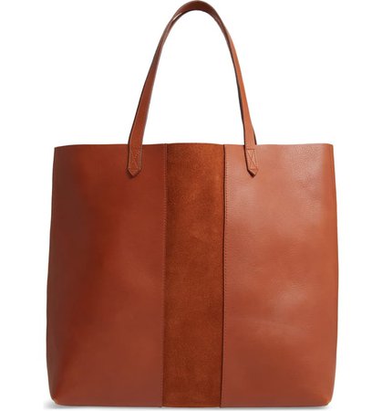 Madewell Suede Stripe Transport Leather Tote | Nordstrom