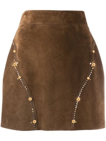Versace Studded Suede Skirt A85011A233438 Brown | Farfetch